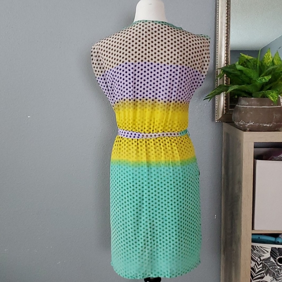 Anthro polkadot pockets midi bow retro dress - Picture 6 of 8